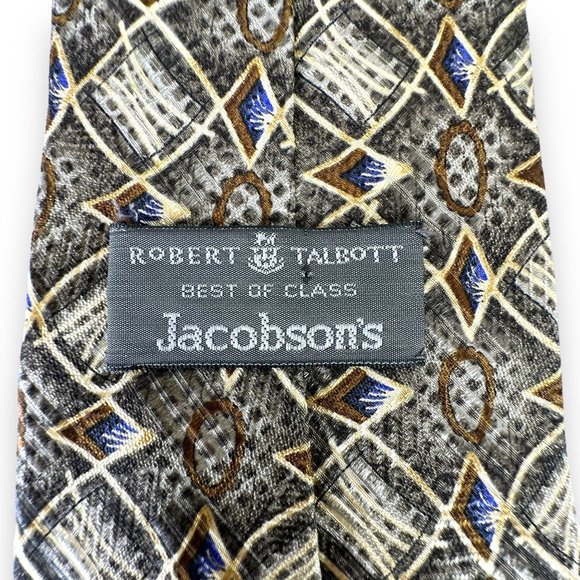Robert Talbott BOC Men's Tie Size 4 x 58.5 Brown Gold Blue 100% Silk Jacobson's - Picture 5 of 11